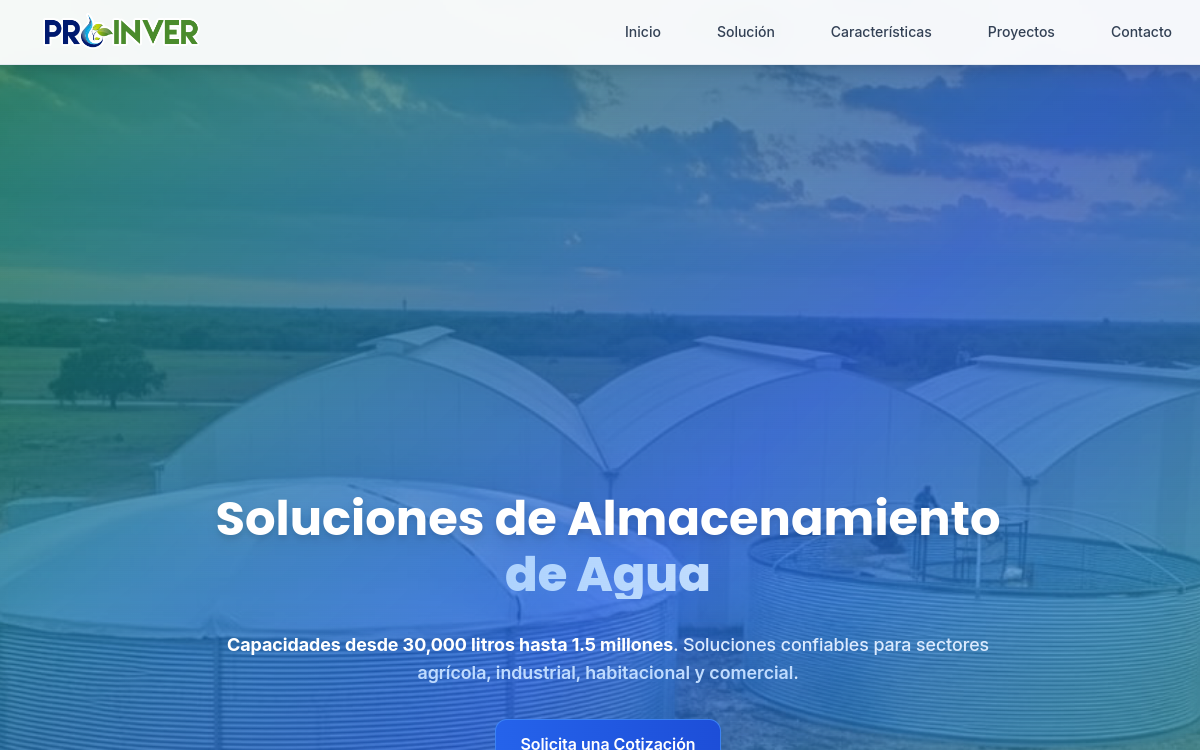 Sitio web de Tanques Proinver
